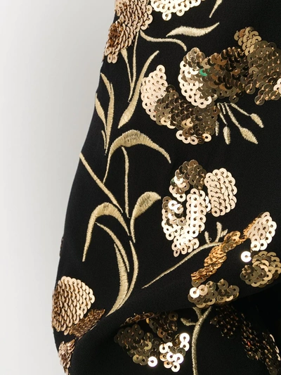 Shop Tory Burch Embroidered Floral Wrap Dress In Black