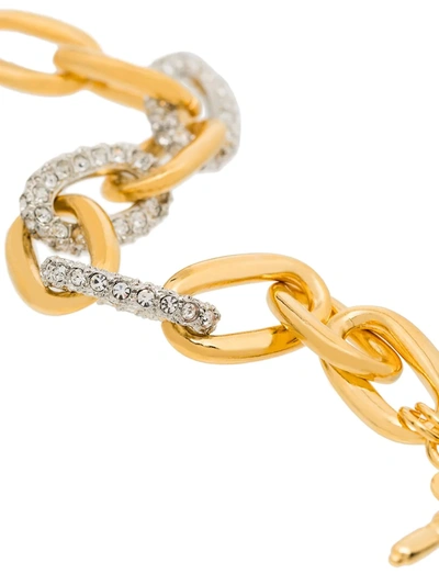 Shop Kenneth Jay Lane Crystal-embellished Chain Bracelet In Gold