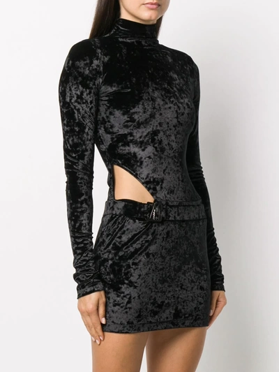 Shop Misbhv Crushed Velvet-style Mini Dress In Black