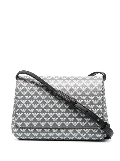 Shop Emporio Armani Logo-print Crossbody Bag In Silver