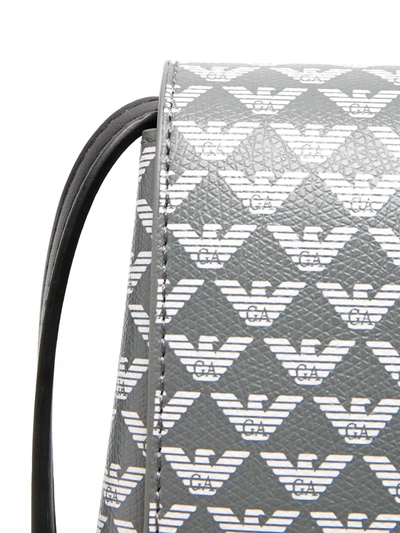 Shop Emporio Armani Logo-print Crossbody Bag In Silver