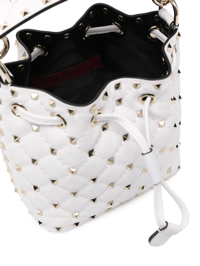 Shop Valentino Rockstud Spike Bucket Bag In White