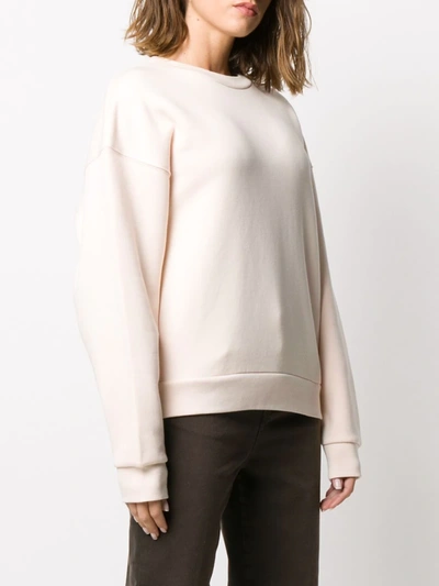 Shop Closed Rear Logo Print Sweatshirt In Neutrals