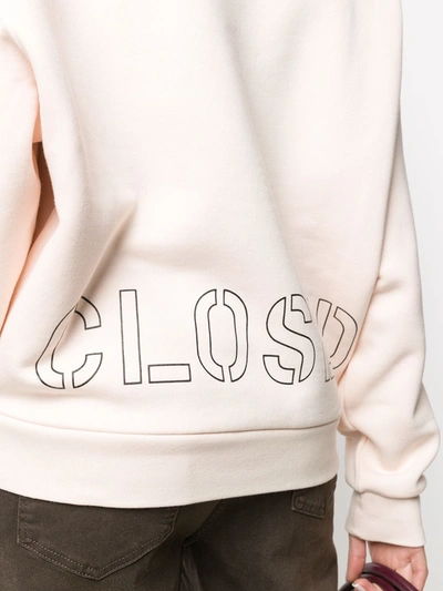 Shop Closed Rear Logo Print Sweatshirt In Neutrals