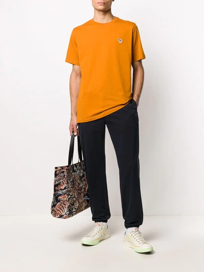 Shop Ps By Paul Smith Zebra Logo Organic Cotton T-shirt In Orange