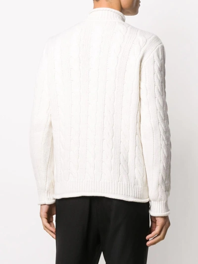 Shop Altea Cable-knit Mock-neck Jumper In White