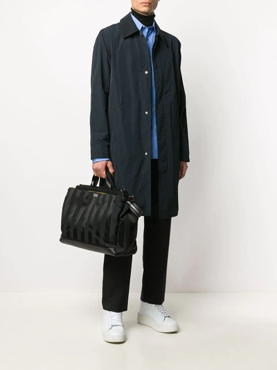 Shop Fendi Striped Holdall Bag In Black