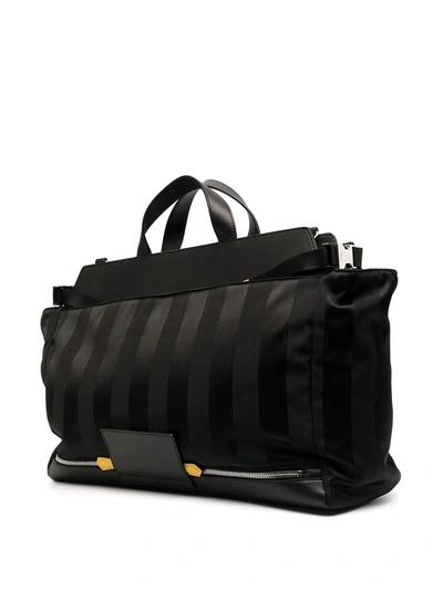 Shop Fendi Striped Holdall Bag In Black
