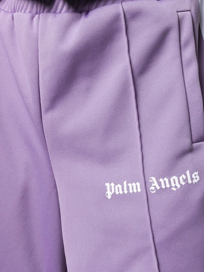 Shop Palm Angels Logo Print Track Shorts In Purple