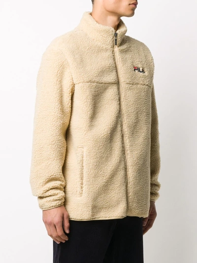 Shop Fila Zip-up Fleece Jacket In Neutrals