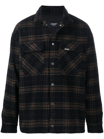 Shop Represent Tartan-print Shirt Jacket In Black