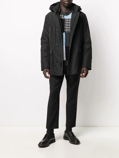 Woolrich Double Layered Hooded Coat In Black