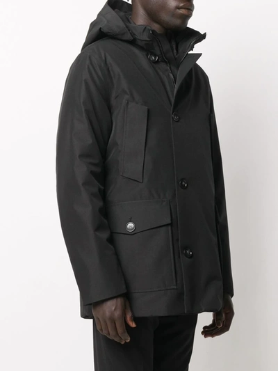 Woolrich Double Layered Hooded Coat In Black