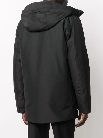Woolrich Double Layered Hooded Coat In Black