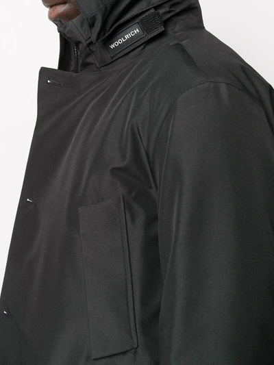 Woolrich Double Layered Hooded Coat In Black