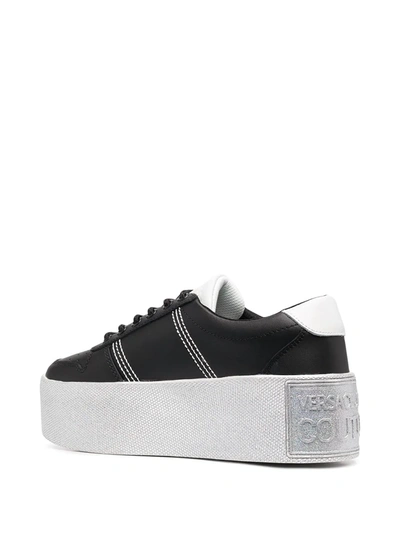 Shop Versace Jeans Couture Platform Sole Leather Low-top Sneakers In Black
