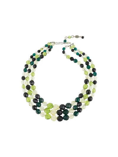 Pre-owned Dior  Multi-faceted Three-strand Necklace In Green