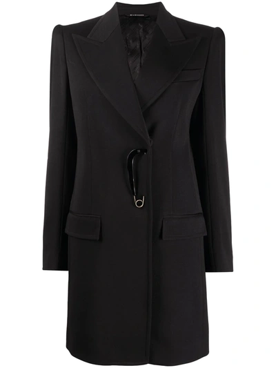 Shop Givenchy Safety Pin-detail Fitted Coat In Black