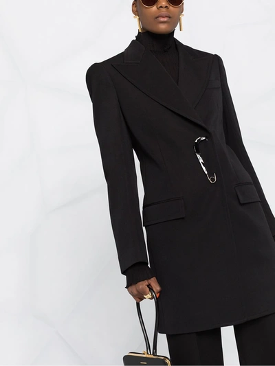 Shop Givenchy Safety Pin-detail Fitted Coat In Black