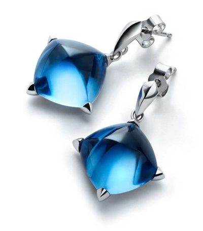 Shop Baccarat Sterling Silver Médicis Riviera Blue Earrings In Multi