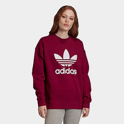 Shop Adidas Originals Adidas Women's Originals Trefoil Crew Sweatshirt In Red