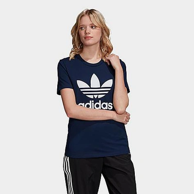 Shop Adidas Originals Adidas Women's Originals Adicolor Classics Trefoil T-shirt In Navy/white