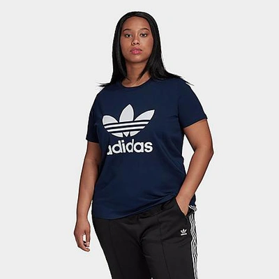 Shop Adidas Originals Adidas Women's Originals Trefoil T-shirt (plus Size) In Blue