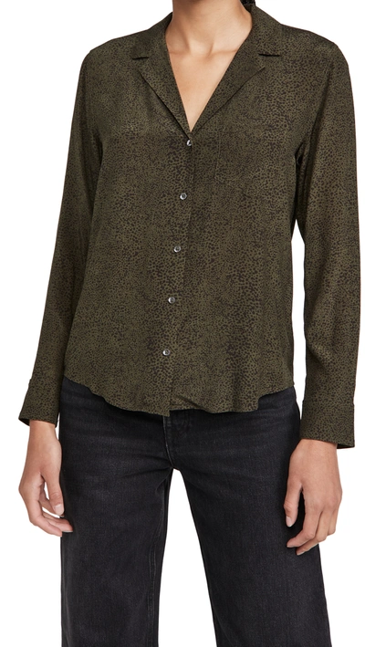 Shop Rails Rebel Button Down Shirt In Olive Speckled