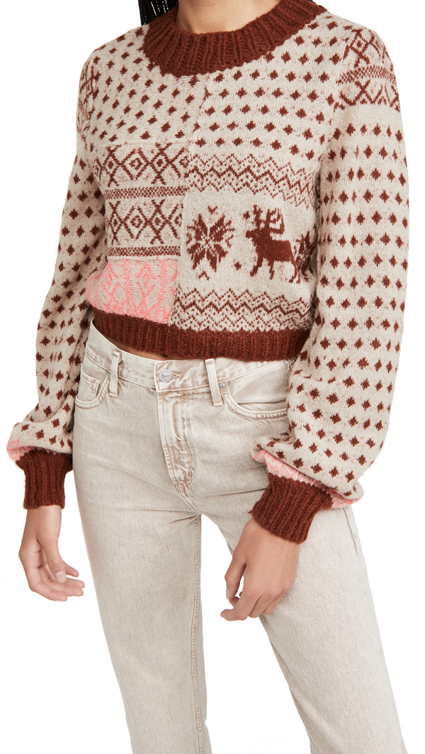 Free People Jumper Mint Green Merry Go Round Cable de punto $148 Med UK 12-14 Nuevo
