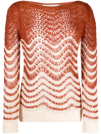 Shop Chiara Bertani Two-tone Open-knit Jumper In Orange