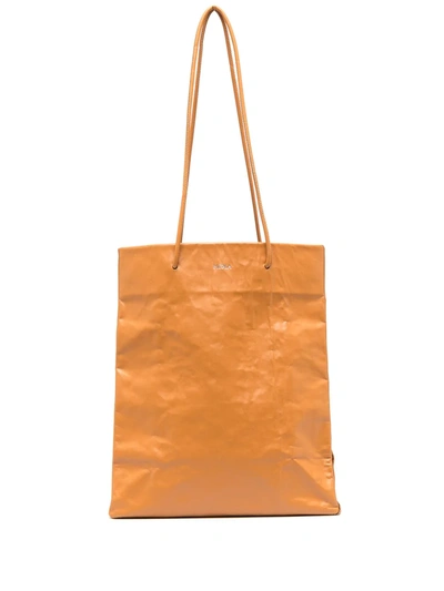 Shop Medea Tall Busted Leather Tote In Brown