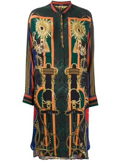Balmain Printed Shirt Dress In Black