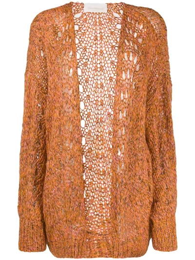 Shop Chiara Bertani Open-knit Cardigan In Orange