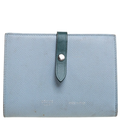 Pre-owned Celine Blue/green Leather Multifunction Strap Wallet