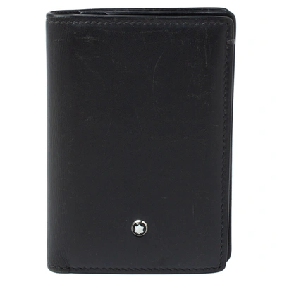 Pre-owned Montblanc Dark Grey Leather Meisterstuck Business Card Holder