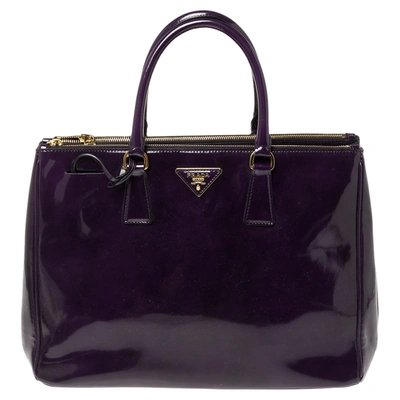 Pre-owned Prada Purple Patent Leather Medium Double Zip Tote