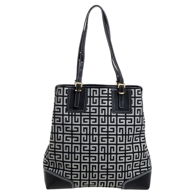 Pre-owned Givenchy Grey Monogram Canvas And Leather Tote