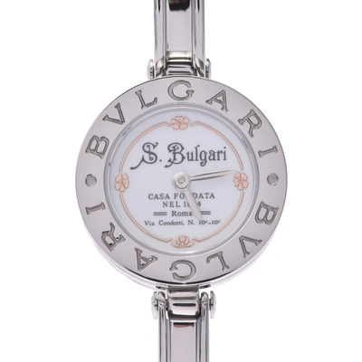 Pre-owned Bvlgari White Stainless Steel B-zero Bangle Women's Wristwatch 22 Mm