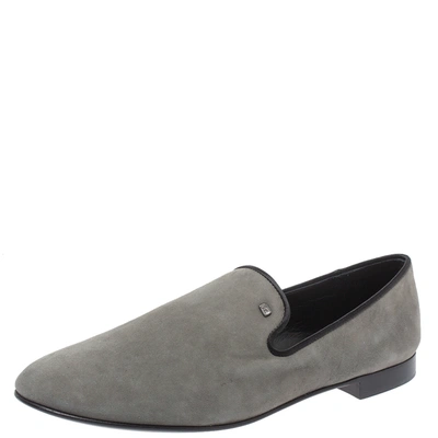Pre-owned Giuseppe Zanotti Grey Suede Leather Slip On Smoking Slippers Size 44