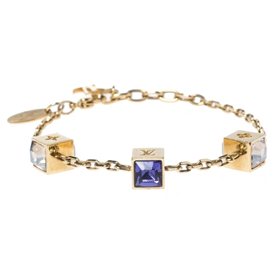 Pre-owned Louis Vuitton Gamble Crystal Gold Tone Bracelet In Multicolor