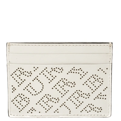 Pre-owned Burberry White Perforated Leather Sandon Card Holder