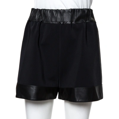 Pre-owned Givenchy Black Leather & Jersey Elasticized Waist Shorts M
