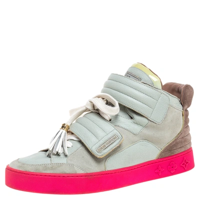 Pre-owned Louis Vuitton X Kanye West Multicolor Leather And Suede Jasper  High Top Sneakers Size 40.5