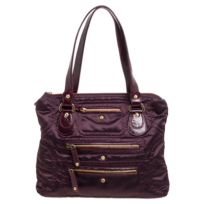 Pre-owned Tod's Burgundy Satin Pashmy Media D Tote