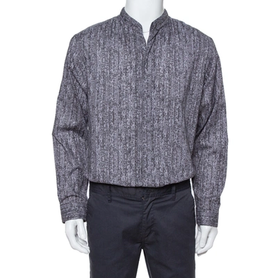 Pre-owned Armani Collezioni Grey Texture Print Cotton Button Front Shirt Xl
