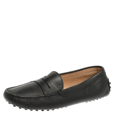 Pre-owned Tod's Black Leather Penny Loafers Size 36