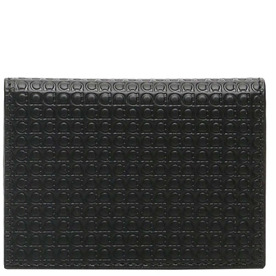 Pre-owned Ferragamo Black Leather Gancini Micro Bi-fold Cardholder