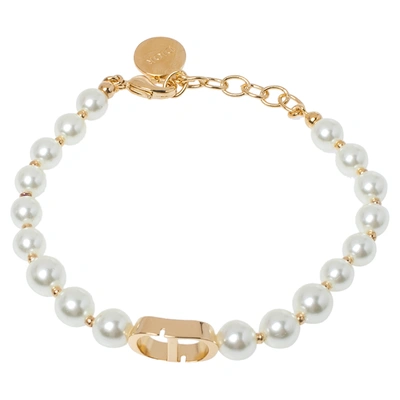 Pre-owned Dior 30 Montaigne Gold Tone Pearl Bracelet