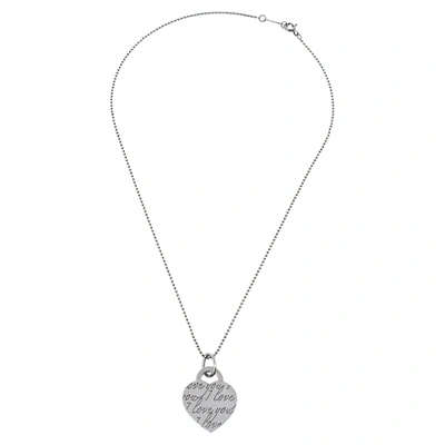 Pre-owned Tiffany & Co Notes Heart Tag Charm Silver Pendant Necklace