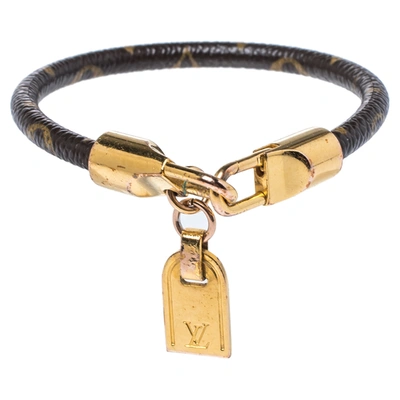 Pre-owned Louis Vuitton Monogram Luck It Gold Tone Bracelet In Brown
